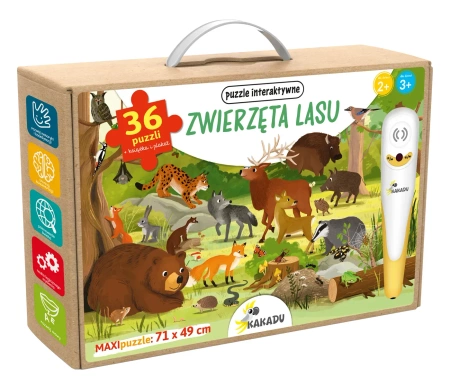 Zwierzęta lasu. Puzzle interaktywne Kakadu