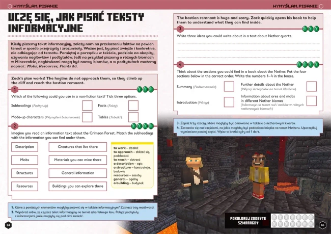 Język angielski. Megazadania 11+. Minecraft