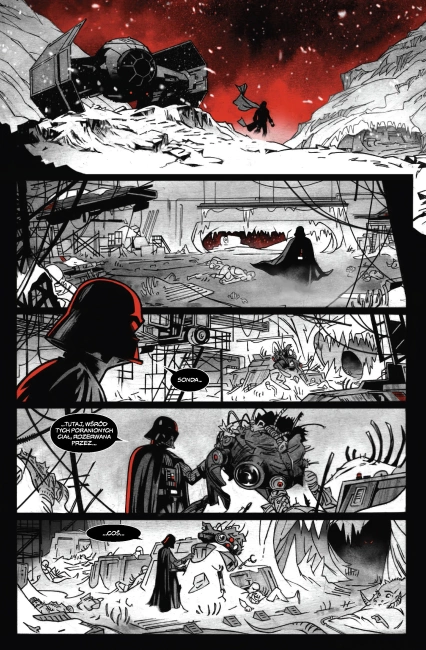 Darth Vader. Star Wars. Czerń, biel i czerwień