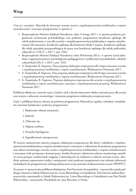 Uczę się i rozwijam arkusz monitoringu część 1 materiały do obserwacji rozwoju ucznia z niepełnosprawnością intelektualną w stopniu umiarkowanym i znacznym