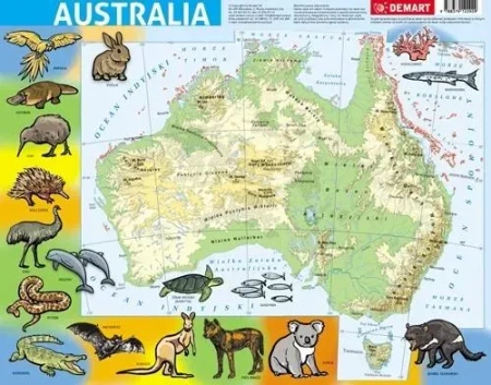 Puzzle ramkowe. Australia. Mapa fizyczna