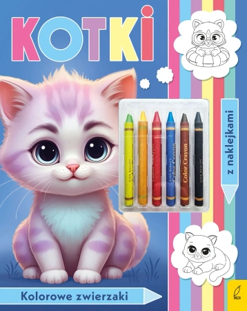 Kotki. Kolorowanka z kredkami