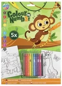 Koloruj wg numerów kredkami Małpka
