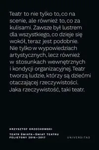 Teatr świata świat teatru Felietony 2016-2017