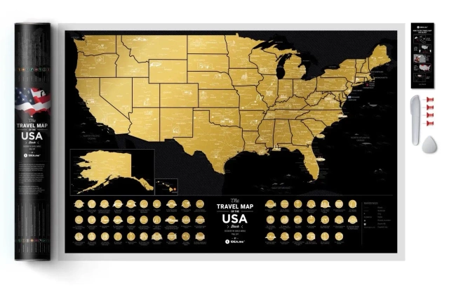 Mapa zdrapka - Travel Map USA Black