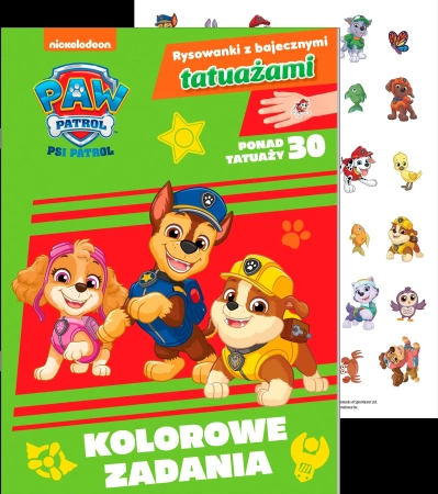 Kolorowe zadania. Psi Patrol. Rysowanki z bajecznymi tatuażami
