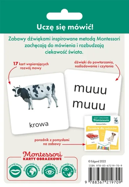 Montessori Karty obrazkowe Dźwięki (1-3 lata) Kapitan Nauka