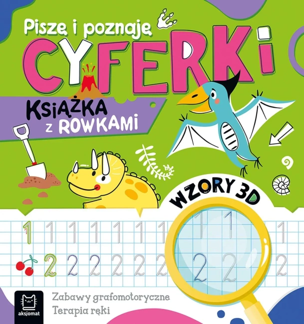 Piszę i poznaję. Cyferki. Książka z rowkami. Wzory 3D. Zabawy grafomotoryczne. Terapia ręki