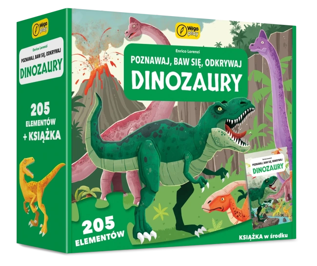 Książka i puzzle Poznawaj, baw się, odkrywaj Dinozaury 205 elementów