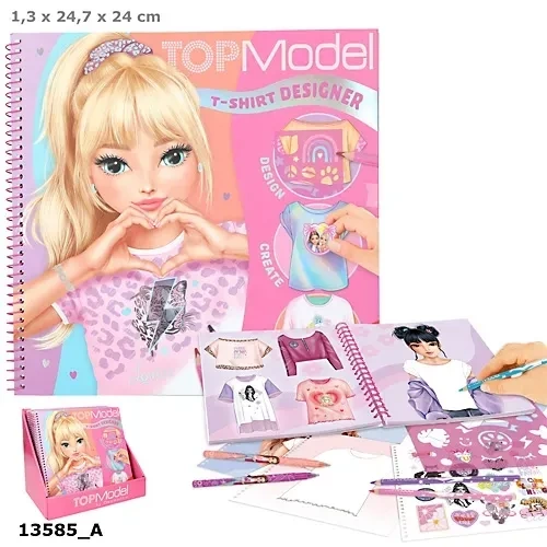 Zestaw kreatywny T-shirt Top Model z szablonami i naklejkami 13585A