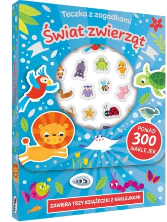 Świat zwierząt. Teczka z zagadkami ( 3 książeczki + wypukłe naklejki)