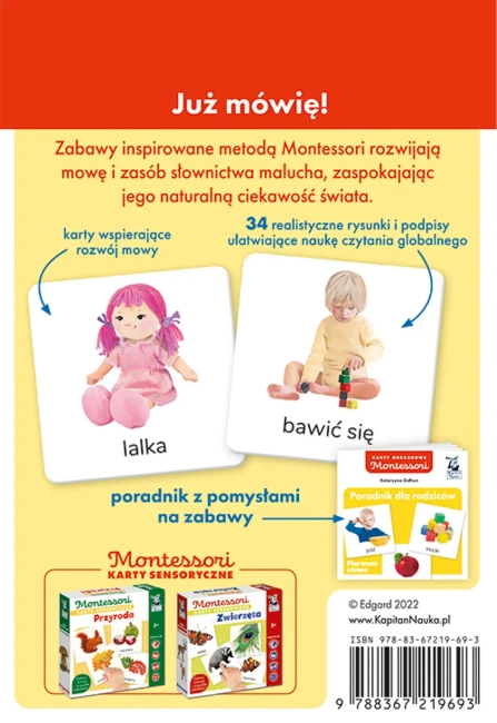 Montessori. Karty obrazkowe Pierwsze słowa (1-3 lata). Kapitan Nauka
