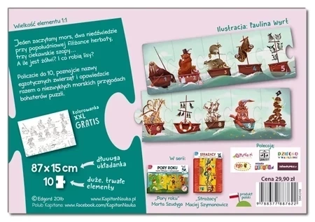 Puzzle 10 łódeczki układam i opowiadam + kolorowanka XXL Kapitan Nauka
