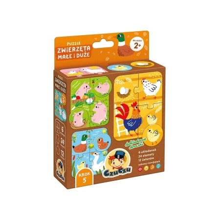 Puzzle Zwierzęta małe i duże dla dzieci 2+