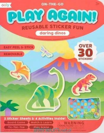 Naklejki Wielorazowe Mini Z Grą Play Again Dino