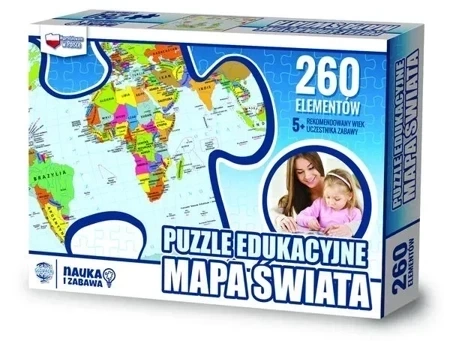 Puzzle 260 edukacyjne Mapa świata
