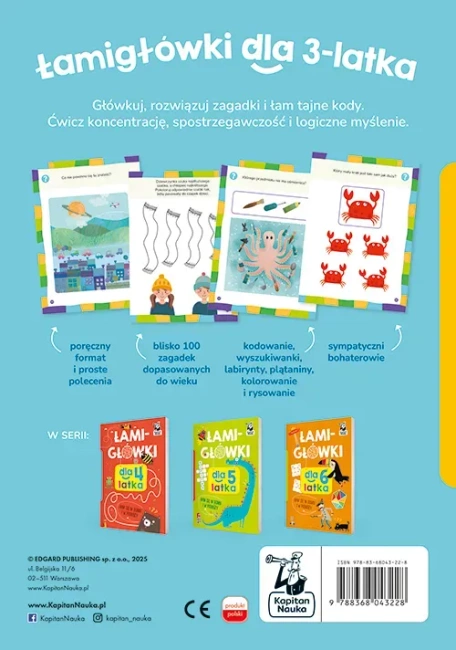 Łamigłówki dla 3-latka. Kapitan Nauka