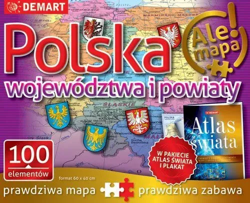 Atlas + Puzzle 100 Polska Województwa i powiaty