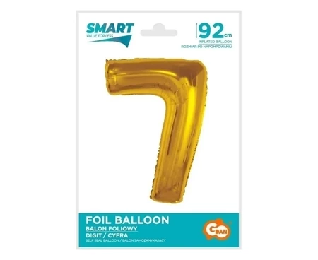 Balon foliowy Smart cyfra 7 złota 92cm