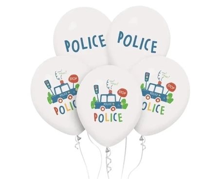 Balony Policja - Police 30cm 5szt