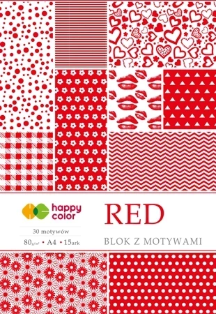 Blok A4/10 z motywami Red 80g HAPPY COLOR