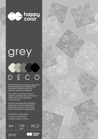 Blok A4/20K Deco Grey 170g HAPPY COLOR