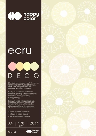 Blok Happy Color Deco Ecru A4 4 kolory 20 arkuszy 170g ecrue