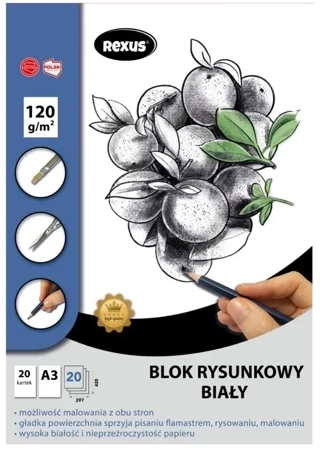 Blok rysunkowy A3/20K biały Premium