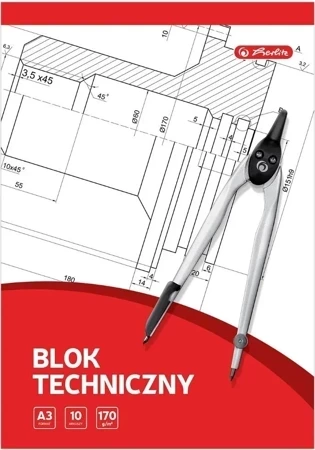 Blok techniczny A3/10K biały (10szt) HERLITZ