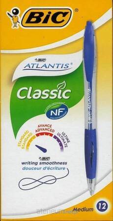 Długopis Atlantis Classic - Niebieski (12 Szt) Bic