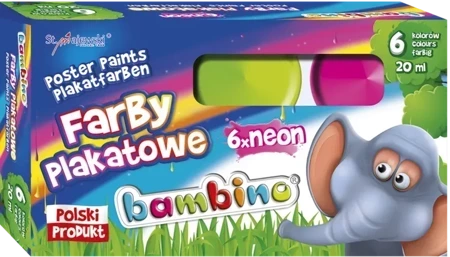 Farby plakatowe Bambino 6 kolorów neon 20ml