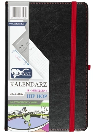 Kalendarz 2024/2025 18 m-cy. Hip hop A5 tygodniowy czarny