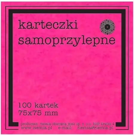 Karteczki samoprzylepne Fluo 75x75mm 100K róż