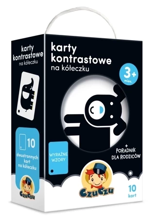 Karty kontrastowe na kółeczku dla dzieci 3 miesiące + czuczu