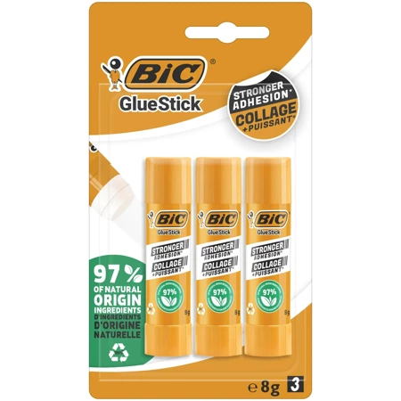 Klej w sztyfcie BIC Ecolutions Glue Stick 8g blister 3 sztuki