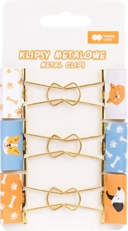 Klipsy metalowe Cat&Dog 6szt HAPPY COLOR