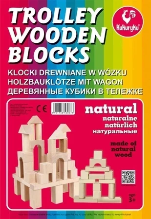 Klocki drewniane naturalne w wózku