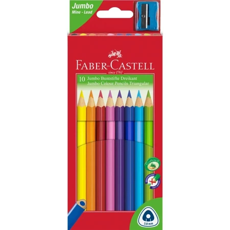 Kredki Jumbo trójkątne 10 kol + temp FABER CASTELL