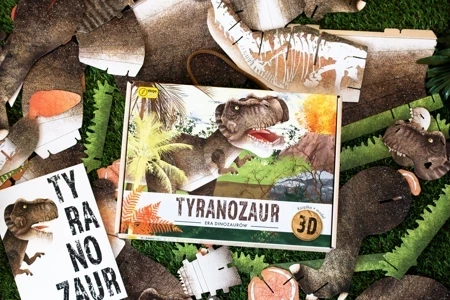 Książka i puzzle 3D era diznozaurów Tyranozaur