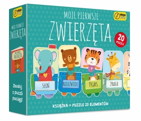 Książka i puzzle Moje pierwsze zwierzęta 20 elementów