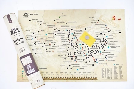 Mapa zdrapka szczytów górskich Tatry Wysokie 40x60cm