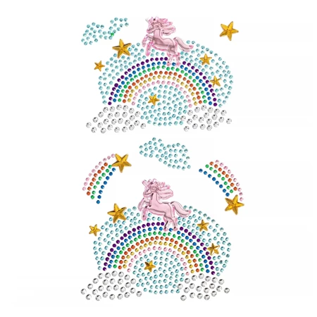 Naklejki z kryształkami jednorożce i tęcze 7 szt