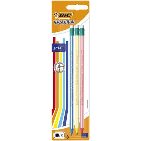 Ołówek Evolution z gumką bls 3szt BIC