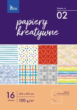 Papiery kreatywne zestaw 2 100g/m2 16 ark.