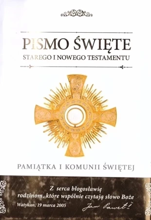 Pismo Święte Starego i Nowego Testamentu w obwolucie komunijnej