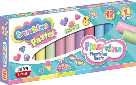 Plastelina Bambino pastel 12 kolorów + 1 gratis