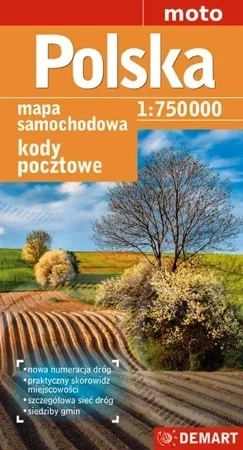 Polska mapa samochodowa 1:750 000 Kody pocztowe