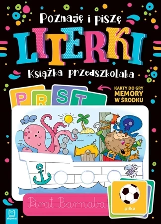 Poznaję i piszę literki. Książka przedszkolaka. Karty do gry memory w środku