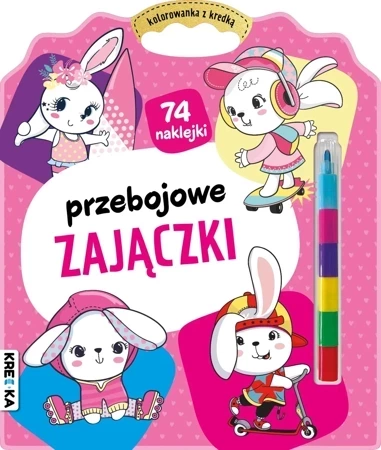 Przebojowe zajączki. Kolorowanka z kredką