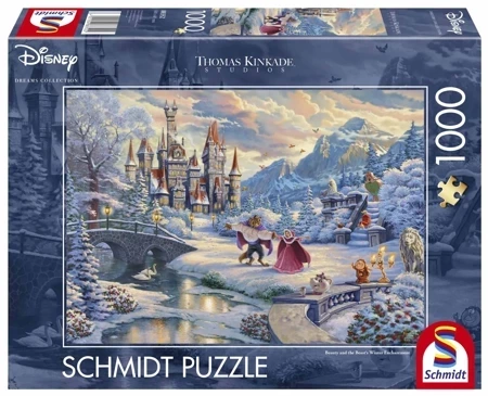 Puzzle 1000 SQ T. Kinkade Piękna i Bestia zima 110737